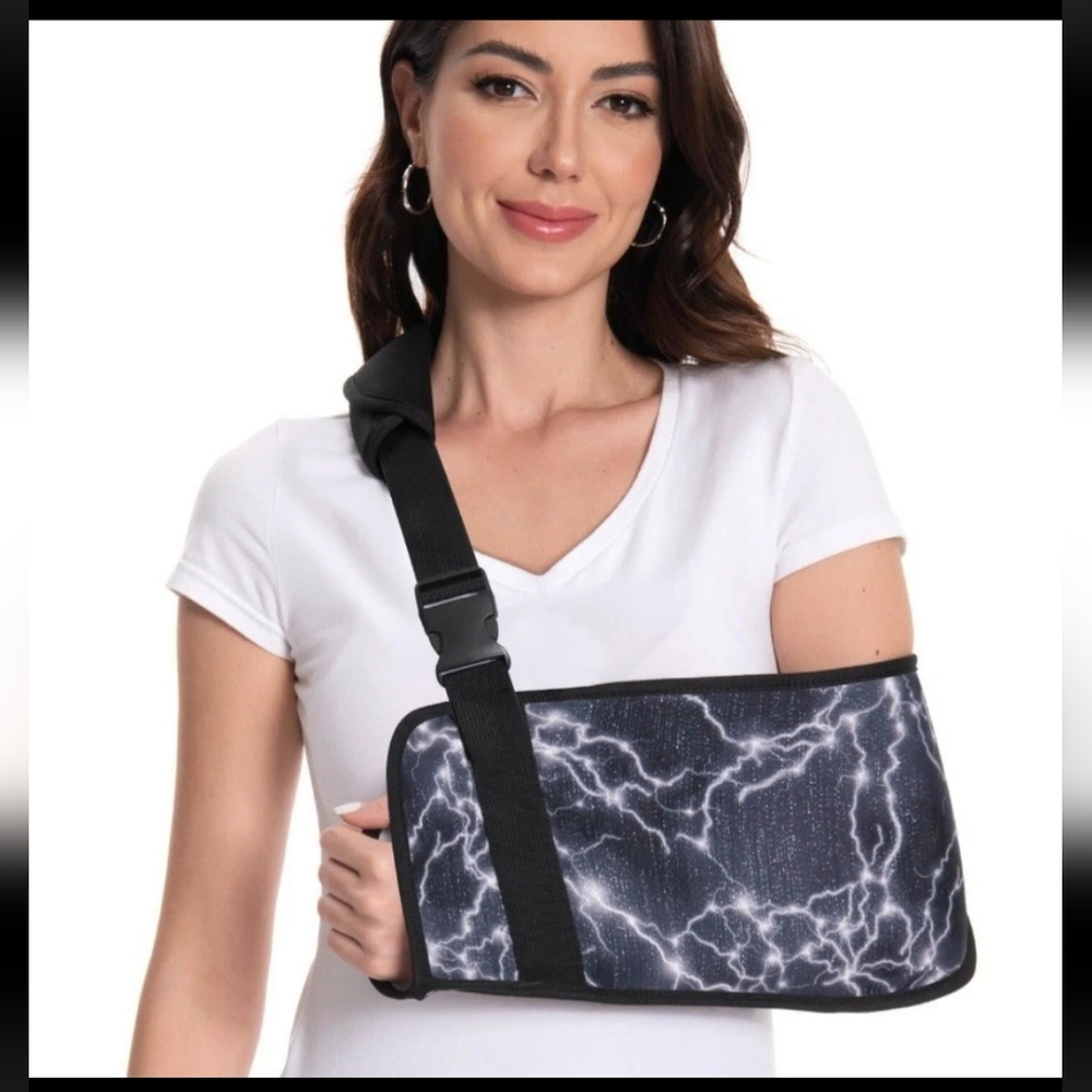 Arm Sling with Silver Silk Fabric, Breathable Shoulder Brace for Broken Arm,